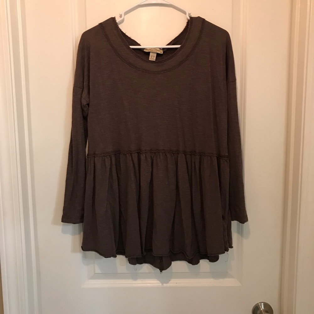 Scoop Next Peplum Top Brown